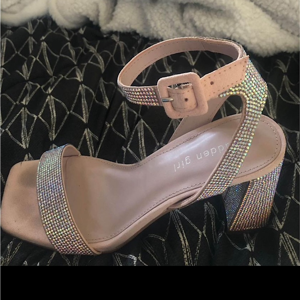 Very light pink bling heels